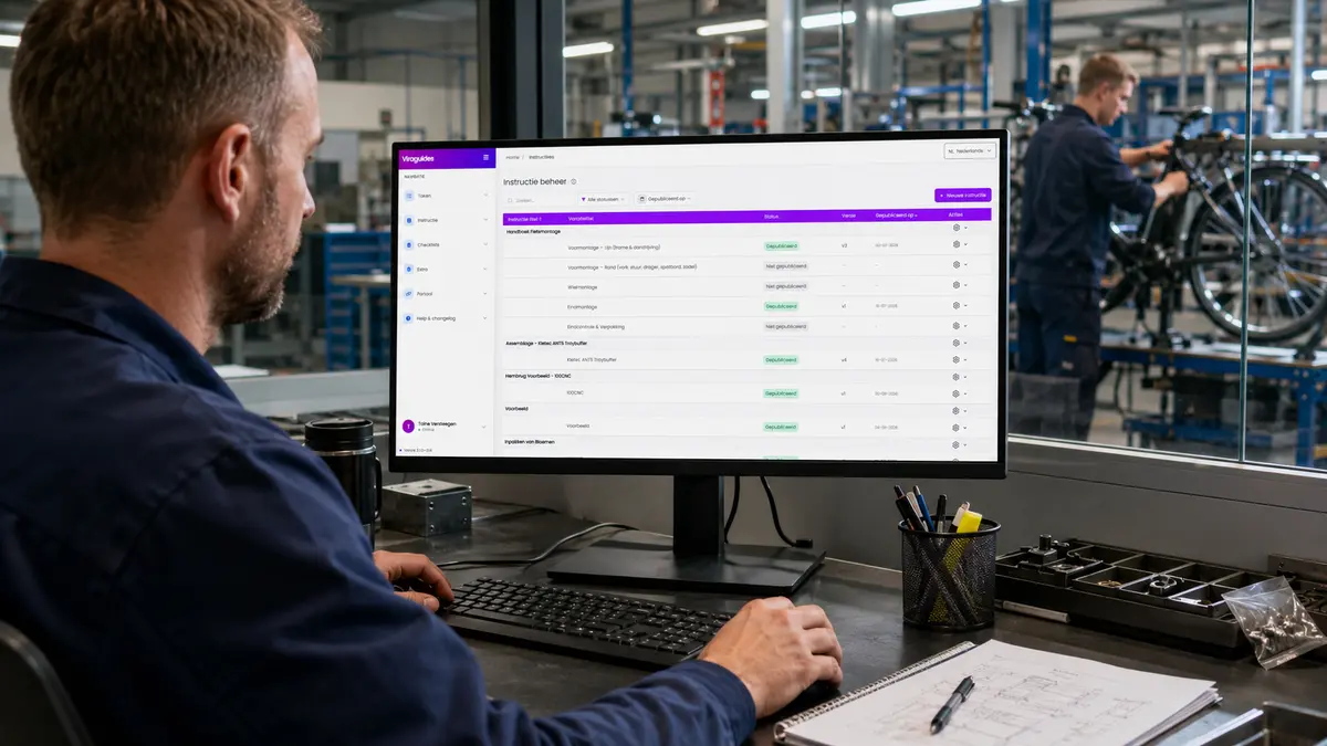 viraguides-instructiebeheer-productie Digitale handleidingen beheren in Viraguides op een computerscherm